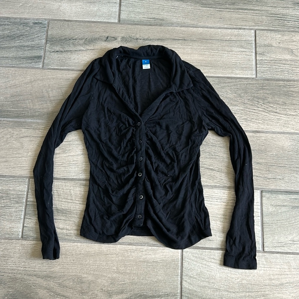 Old Nave Ribbed Black Top